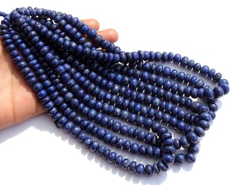 36 Pcs 7 - 10mm Natural Undyed Lapis Lazuli Smooth Rondelle Beads - Semiprecious Gemstone - DIY Jewelry Making Beads - Wire Wrapping Beads