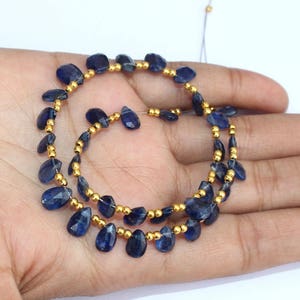 Natural Blue Kyanite Faceted Pear Briolettes - 35 Pcs 7x5 - 10x7mm - Semiprecious Gemstone - DIY Jewelry Making Beads - Wire Wrapping Beads
