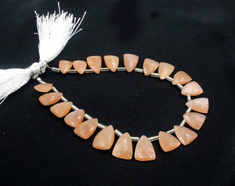 8" Natural Peach Moonstone Faceted Trillion Briolettes, Moonstone Gemstone Dagger Beads, Semi-precious Loose Gemstone Beads, DIY Jewelry