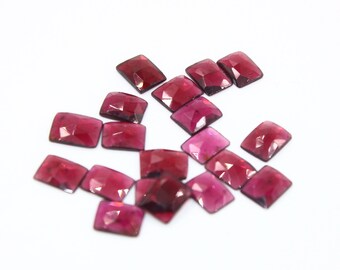 2,4 & 6 Pcs Natural Red Garnet Rectangle Shaped Rose Cut Cabochons / 9x7mm Loose Gemstone / January Birthstone / Drilling Available / RG08