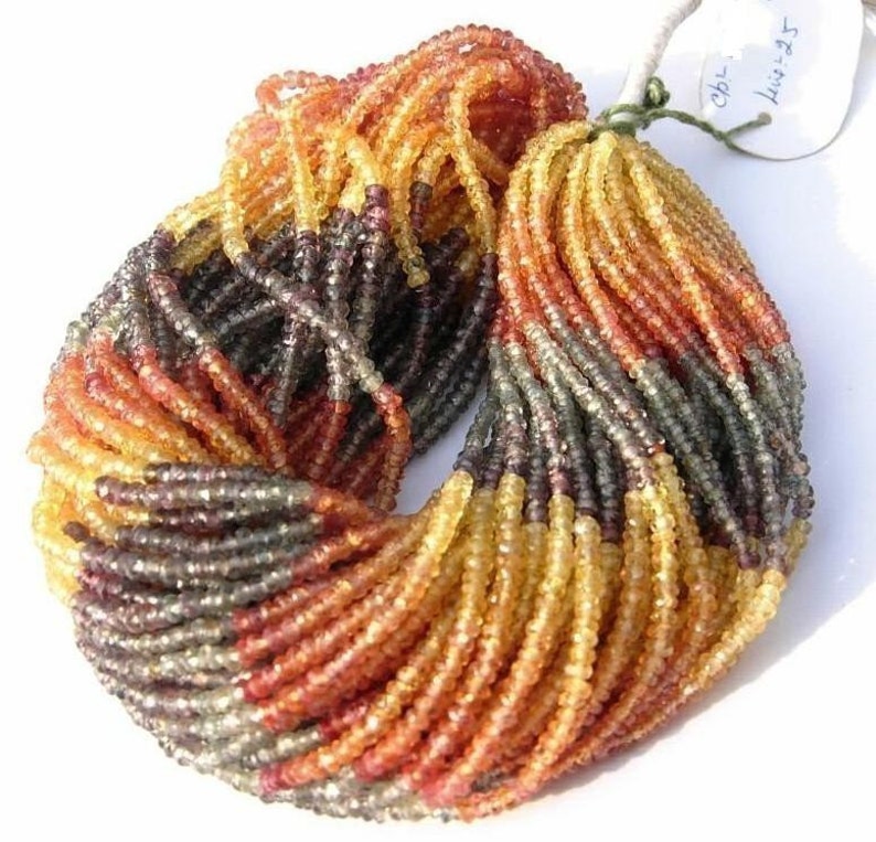 Precious Gemstone Beads Beading 16 2-2.5mm AAA Multi Sapphire Micro Faceted Rondelles Jewelry Making Wire Wrapping