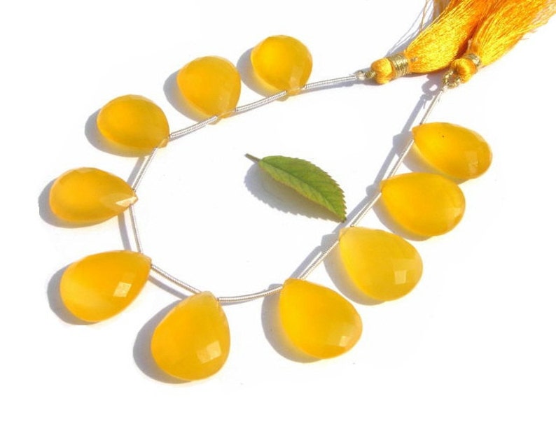Jewelry Making Wire Wrapping 5Pcs 21x16mm AAA Yellow Chalcedony Faceted Pear Briolettes Earrings Pair Semiprecious Gemstone Beads