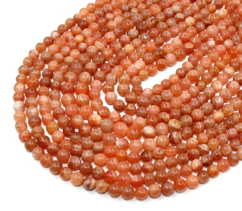 Wholesale Gemstone Beads 14.5 Natural Peach Moonstone Smooth Round Beads Semi Precious Gemstone Beads 7-9mm Peach Moonstone Beads