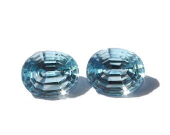 2 Pcs 12x10mm Natural Blue Topaz Concave Cut Oval Gemstone - Semiprecious Loose Gemstone - Sky Blue Topaz Cut stone - Boucles d'oreilles Paire NG08