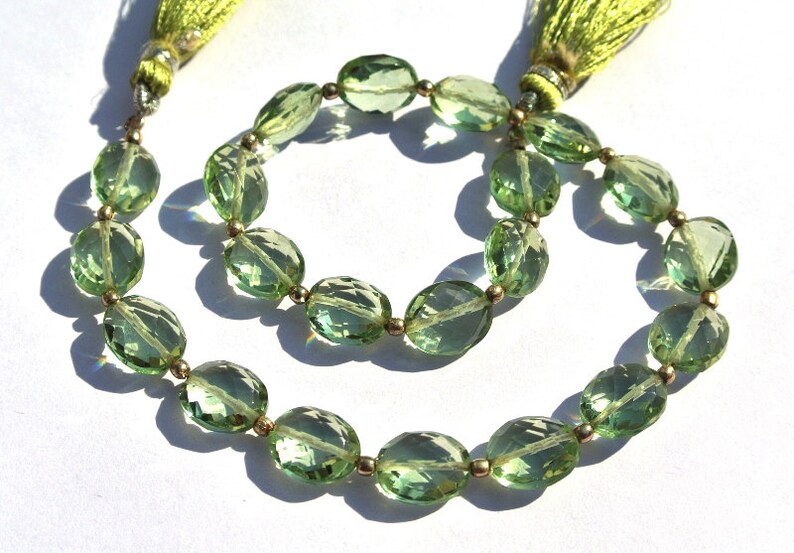 Wire Wrapping 21 Pcs 10x8mm Green Amethyst Quartz Faceted Oval Briolettes DIY Jewelry Making Loose Gemstone Beads Earrings Pair