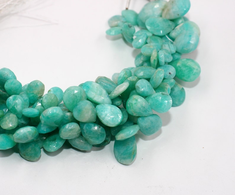 8x6-15x12mm Natural Amazonite Beads Wholesale Gemstone Beads Semi Precious Gemstone Beads 6 Natural Amazonite Faceted Pear Briolettes