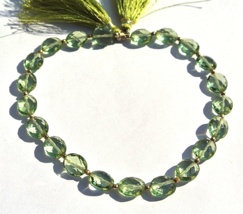 Wire Wrapping 21 Pcs 10x8mm Green Amethyst Quartz Faceted Oval Briolettes DIY Jewelry Making Loose Gemstone Beads Earrings Pair