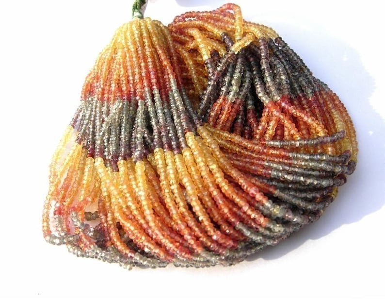 Precious Gemstone Beads Beading 16 2-2.5mm AAA Multi Sapphire Micro Faceted Rondelles Jewelry Making Wire Wrapping