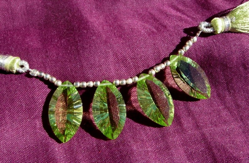 DIY Jewelry Making Beads Wire Wrapping Beads Loose Gemstone 4 Pcs 20x12mm AAA Peridot Green Quartz Concave Cut Marquise Briolettes