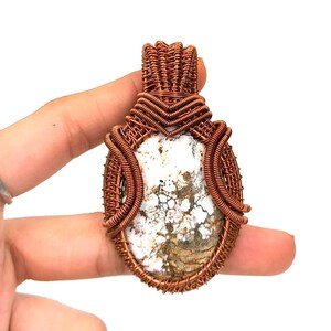 Natural Wild Horse Jasper Copper Wire Wrapped Pendant | 66mm Handmade Gemstone Pendant | Designer Wire Wrapped Pendant |DIY Jewelry Supplies