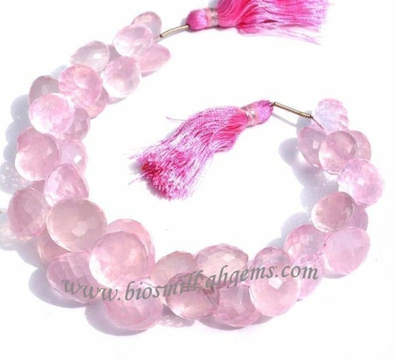DIY Jewelry making Wire Wrapping Semiprecious Gemstone Beads 22Pcs 7-10 mm Natural Rose Quartz Micro Faceted Onion Briolettes
