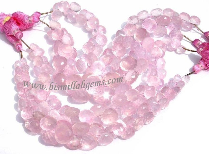 DIY Jewelry making Wire Wrapping Semiprecious Gemstone Beads 22Pcs 7-10 mm Natural Rose Quartz Micro Faceted Onion Briolettes