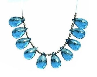 London Blue Quartz Faceted Teardrop Briolettes Loose Gemstone Jewelry Making 