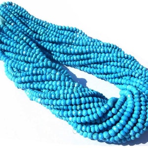Natural Turquoise Micro Faceted Rondelle Beads - 10x14 -140" 3.5 - 4mm - Loose Gemstone Beads - DIY Jewelry Making Beads - Wire Wrapping