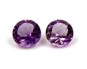 Natural Pink Amethyst Round Cut Facetted Loose Gemstones - 5mm - Semiprecious Gemstone - Jewelry Making - Match Pair - Février Birthstone