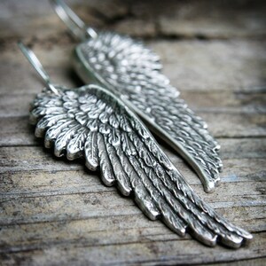 Vintage Angel Wing Earrings, Oxidized Silver, Wings, Silver Jewelry, Etched, Gift for Her, Women's Earrings Bild 5