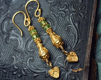 Peridot Earrings, August Birthstone Earrings, Peridot and 24K Gold Vermeil Earrings, Peridot Jewelry, Green and Gold Earrings