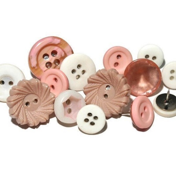 Decorative Pink Push Pins, Push Pin Gift Set, Shabby Chic Vintage Buttons Pins, Gift For Her, Vision Board, Inspiration Board Ideas