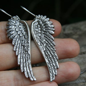 Vintage Angel Wing Earrings, Oxidized Silver, Wings, Silver Jewelry, Etched, Gift for Her, Women's Earrings Bild 8