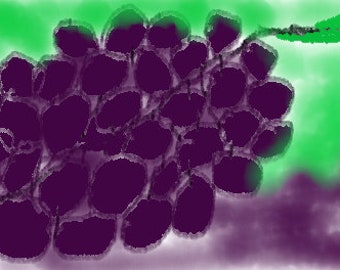 Stampa artistica di uva, dipinto astratto di frutta