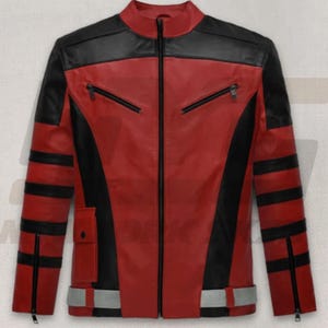 Blouson en cuir rouge Dwayne Johnson One | Blouson en cuir de célébrité | Blouson en cuir véritable pour homme | Veste en cuir véritable | Cadeau pour lui
