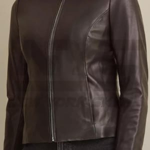 Blouson en cuir noir uni | Veste en cuir noire pour femme | Cadeau pour elle