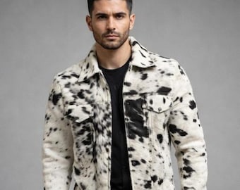 Vintage Cowhide Hair-On Leather Jacket - Black & White