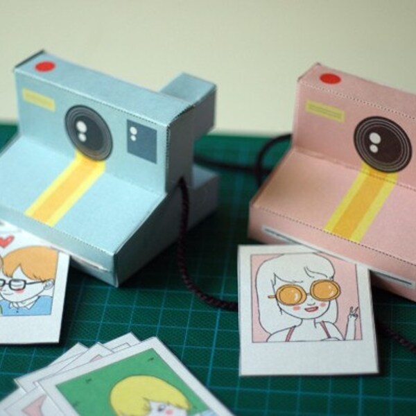 Perfect Paper Polaroid Cameras - includes 2 colours (baby blue and powder pink) - Printable PDF paper craft project
