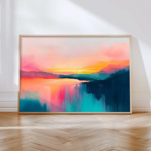 Artful Abstract Wall Art Print for Living Room Modern Abstract Landscape Sunset Wall Decor Unique Housewarming Gift
