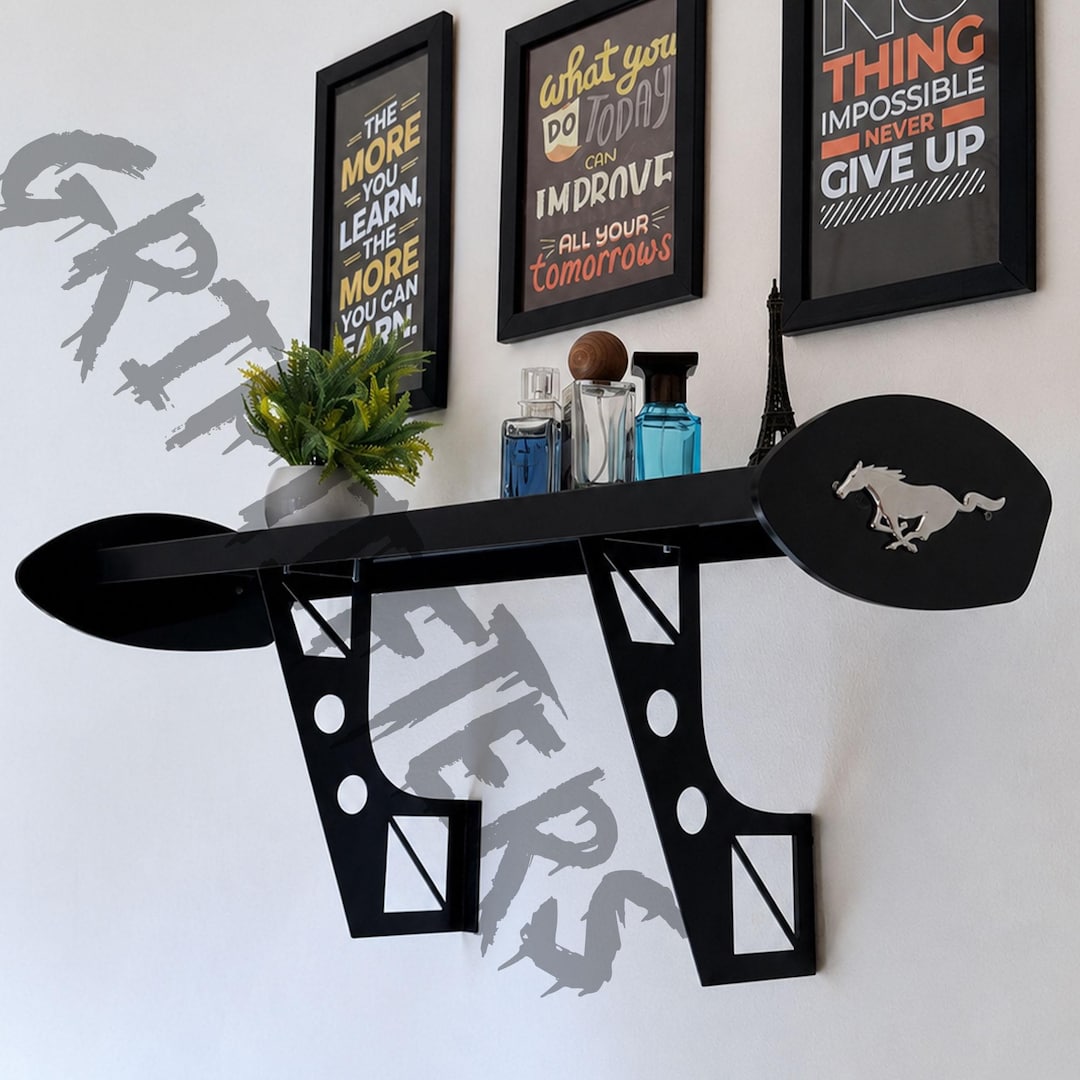 Mustang Polyresin Car Shelf ウォールシェルフ Mustang Style Spoiler Shelf – Black Motorsports Wall Art - Etsy