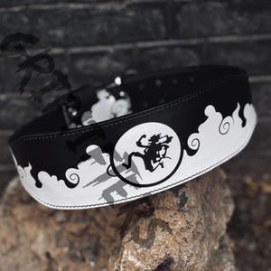 Cinturón de levantamiento de pesas de One Piece Luffy: Cinturón de gimnasio de cuero hecho a mano para levantamiento de pesas