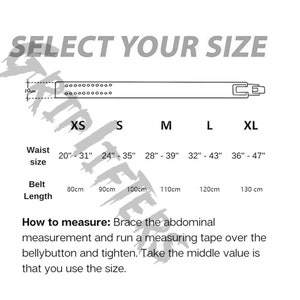 Puede incluir: Una tabla de tallas para un cintur&oacute;n con medidas en pulgadas y cent&iacute;metros. La tabla muestra el tama&ntilde;o de la cintura en pulgadas y la longitud del cintur&oacute;n correspondiente en cent&iacute;metros para las tallas XS, S, M, L y XL. La tabla tambi&eacute;n incluye instrucciones sobre c&oacute;mo medir tu cintura.