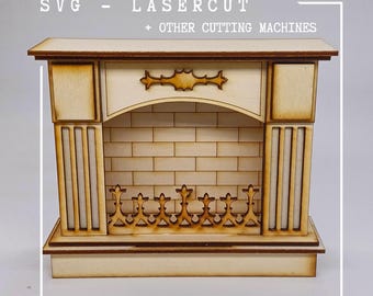 SVG digital download of a fireplace at a scale of 1:12