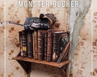 Monstruos de libros y libros de monstruos en escala 1:12 para imprimir y crear