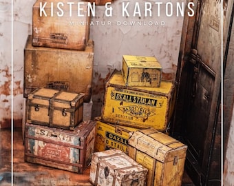 Boxes and cartons in 1:12 scale for printing and crafting