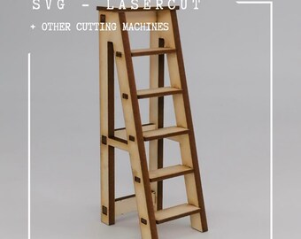 SVG digital download library ladder in scale 1:12