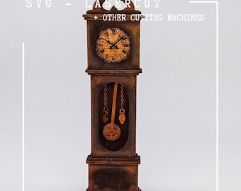 Old grandfather clock SVG file laser cut for dollhouse or BookNook
