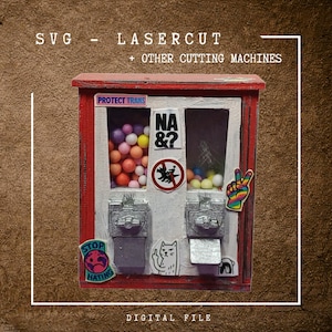 Mini Gumball Machine SVG | Gumball Machine Laser Cut File | Miniature Machine | Diorama Accessories | Craft Sheet Download