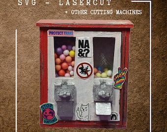 Mini Gumball Machine SVG | Gumball Machine Laser Cut File | Miniature Machine | Diorama Accessories | Craft Sheet Download