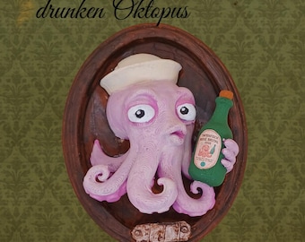 Drunken Octopus – 3D Print File | STL Wall Art | Octopus Wall Art for Printing & Painting