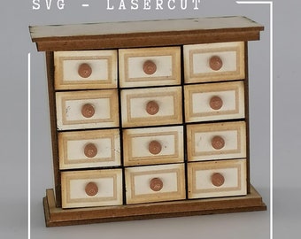 Descarga digital SVG de un gabinete de farmacia en miniatura a escala 1:12