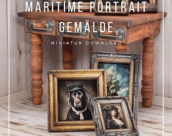 Maritime portrait paintings in 1:12 scale for printing and crafting