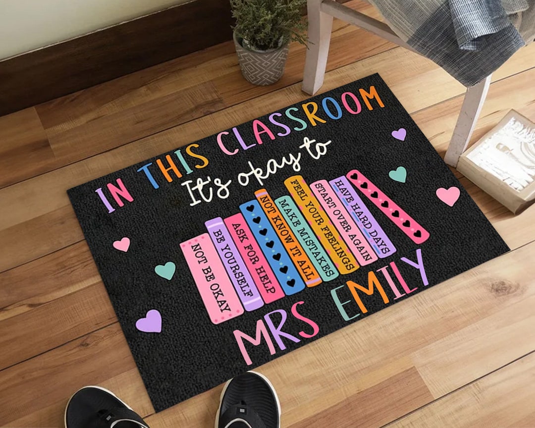 Welcome To Our Classroom Doormat - Customizable Teacher Rug With ABC Decor For School