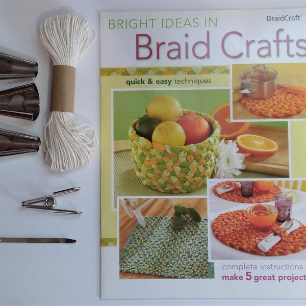 BraidCraft Teppich flechtet Starter Set: Kegel Zange Zwicker Zwicker Schnürer Nadeln Braid Craft Kit, Werkzeuge und Anleitungen für Teppiche, Körbe, Tischsets.