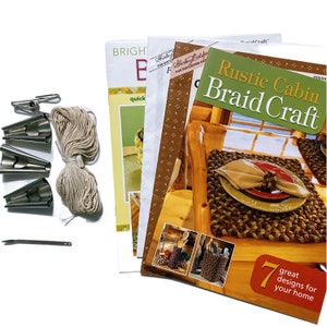 Deluxe BraidCraft rug braiding Starter Kit: cones clamp lacing needle Braid Craft kit, 5 instruction books ~ everything but the fabric.