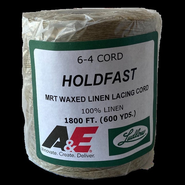 Waxed LINEN lacing 6-4 cord thread Holdfast for rug braiding weaving twine 4-ply Jute color 1800ft