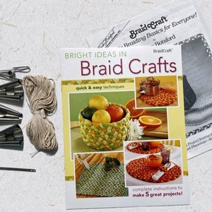 BraidCraft rug braiding Starter Kit: cones clamp lacing needle Braid Craft kit, tools, extra instructions for rugs, baskets, placemats.