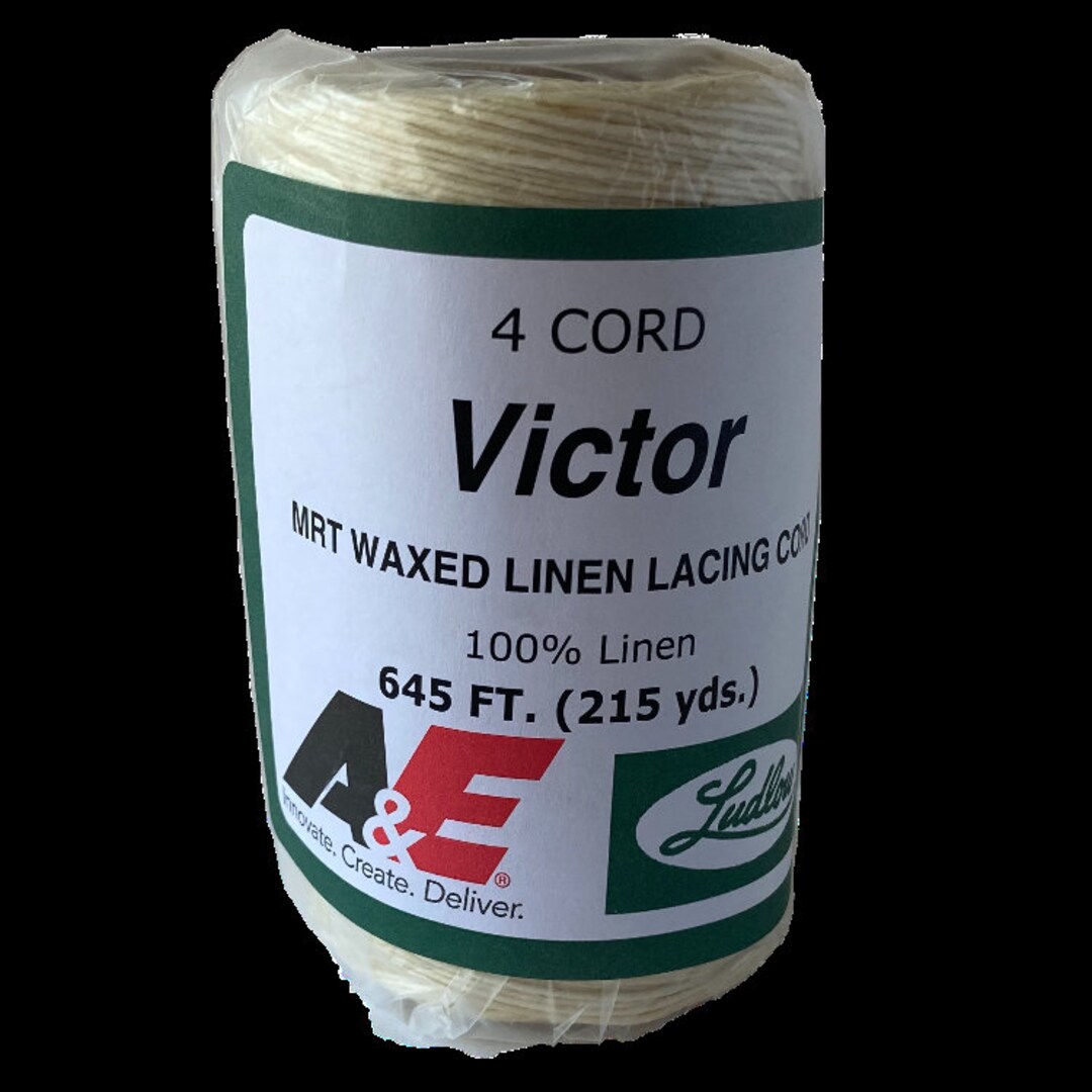 Waxed LINEN Lacing 4cord Rug Braiding Weaving Twine Victor Natural