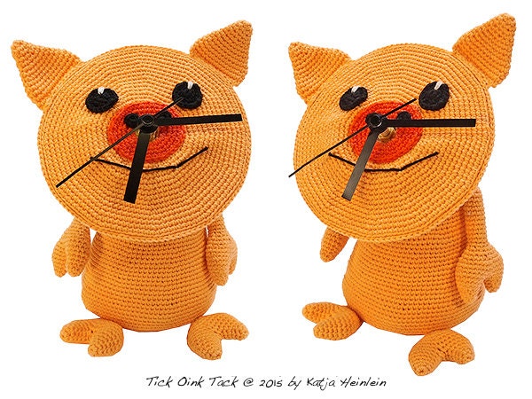 30 Crochet Clock Patterns That Keep Time in Handmade Style 4 Tick Oink Tack Amigurumi Clock Pattern