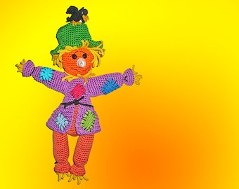 scarecrow, PDF crochet pattern, tutorial, ebook, amigurumi, straw man, bogle, boggle autumnal deco